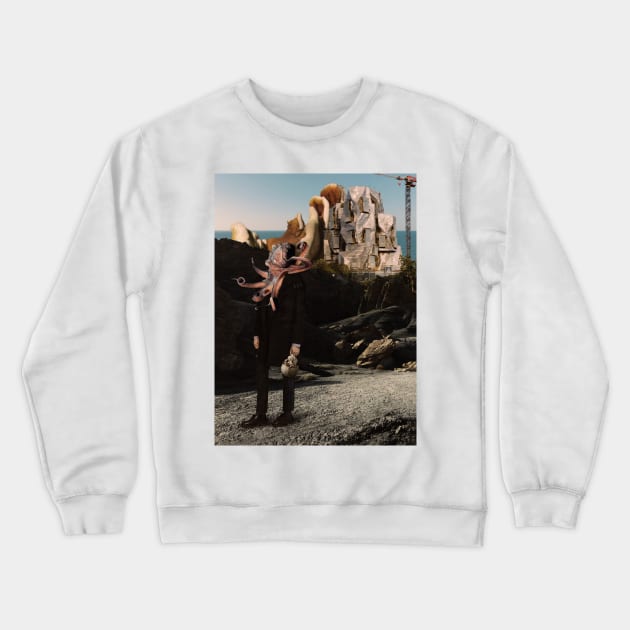 "Going for a Walk with Death" Collage Art Crewneck Sweatshirt by th3vasic